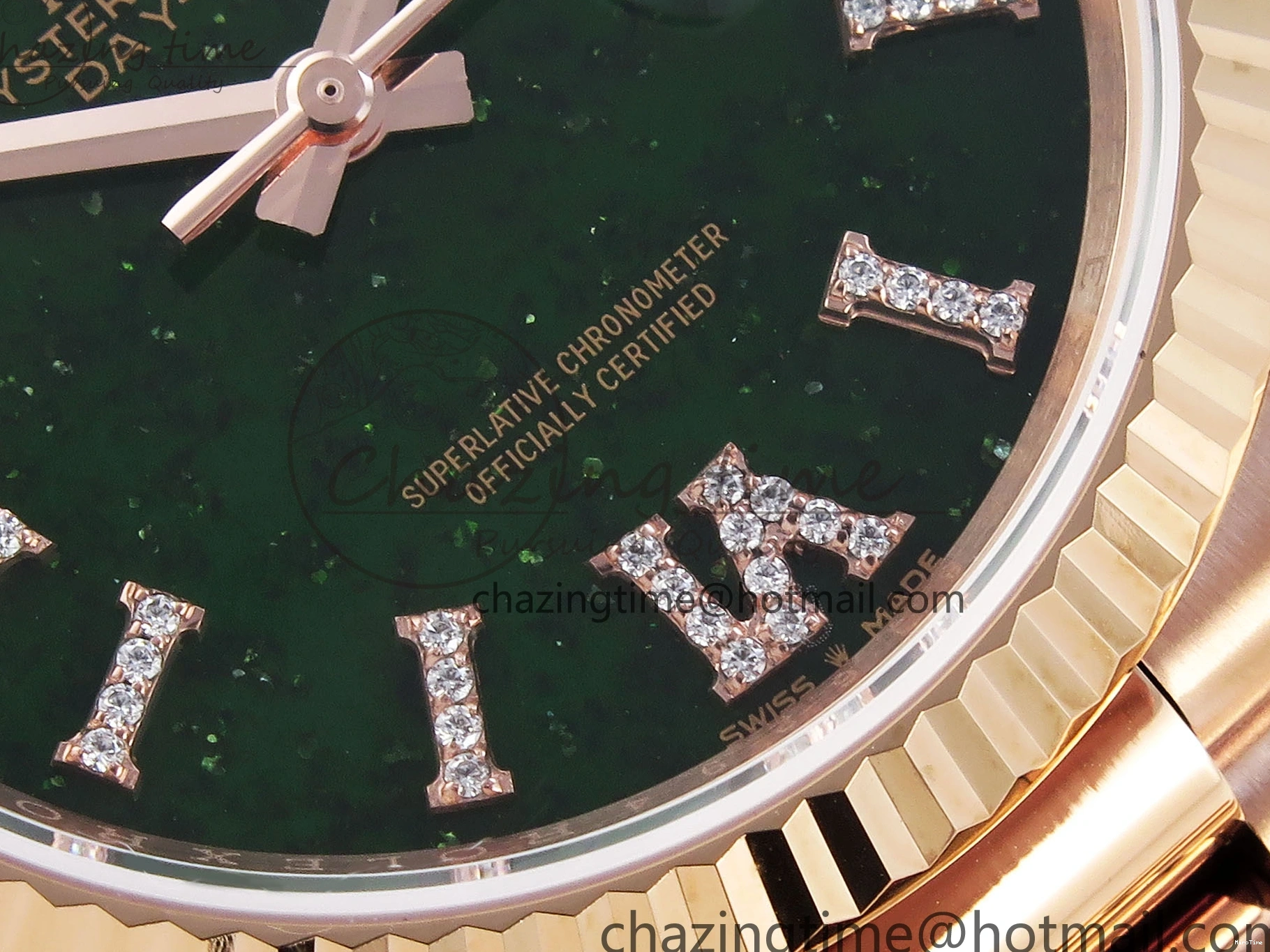 MiroTime 0413 Sophisticated Day Date 36 RG RAF 1:1 Best Edition Green Stone Dial on RG Bracelet A 1846
